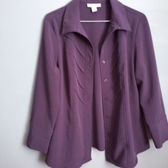 DRESS BARN WOMEN'S DRESS SHIRT.  SIZE M.  COLOR PURPLE - Picture 1 of 3